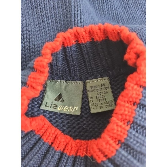 Vintage Lizwear ~Woman Size M~ Blue/White Embroidered Sweater Colorful NWT. - Picture 2 of 12